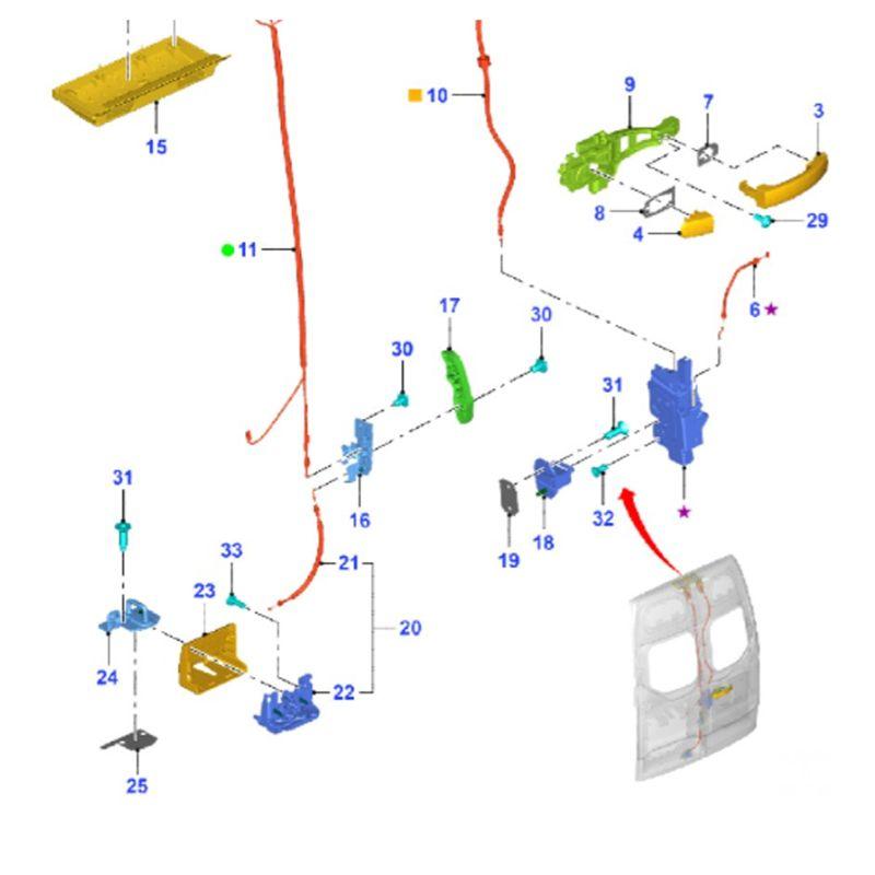 Portable BK21-V43288-DG Car Tailgate Center Lock Mechanism 5Pins Parts For Ford Transit 2012- Rear Door Latch Actuator BK21-V432