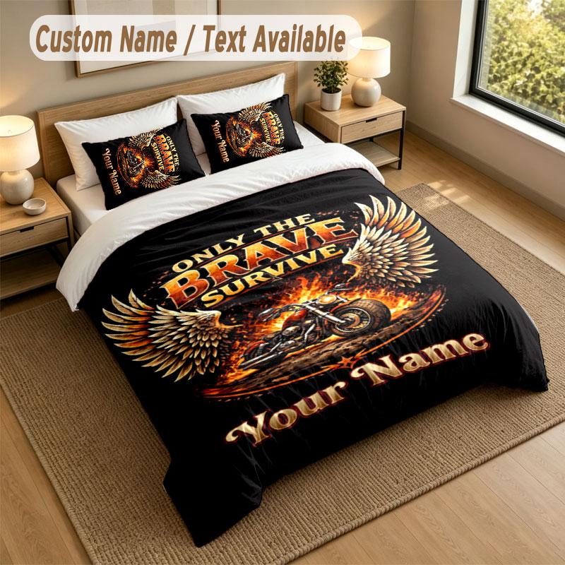 Set Biancheria da Letto 1 Copripiumino 2 Federe Stampa Harley-Davidson Morbido Tessuto per Letto Decorazione Camera da Letto