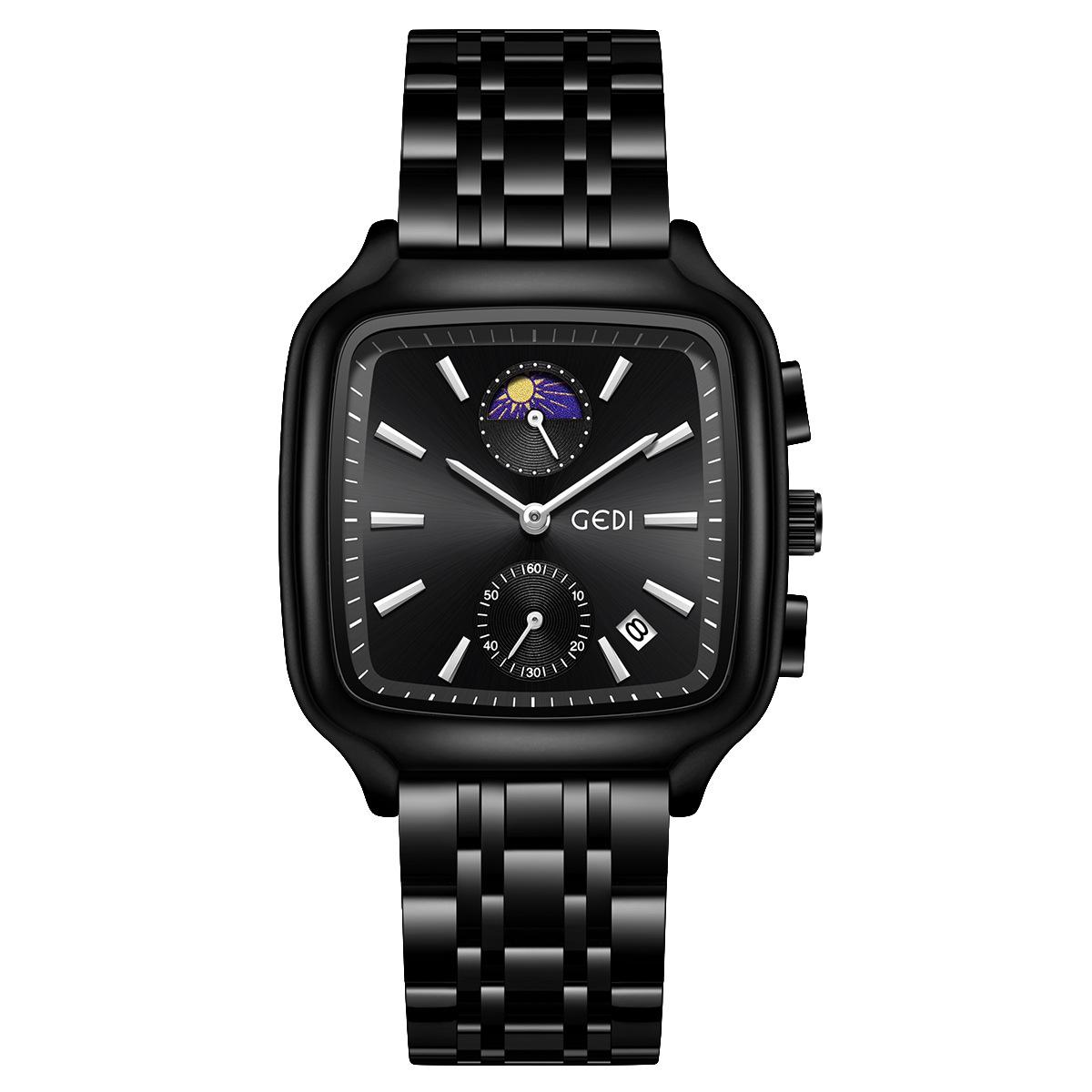 Unisex Large Dial Small Three-Pin Business Watch Sports Waterproof Calendar Moon Phase Premium Watch