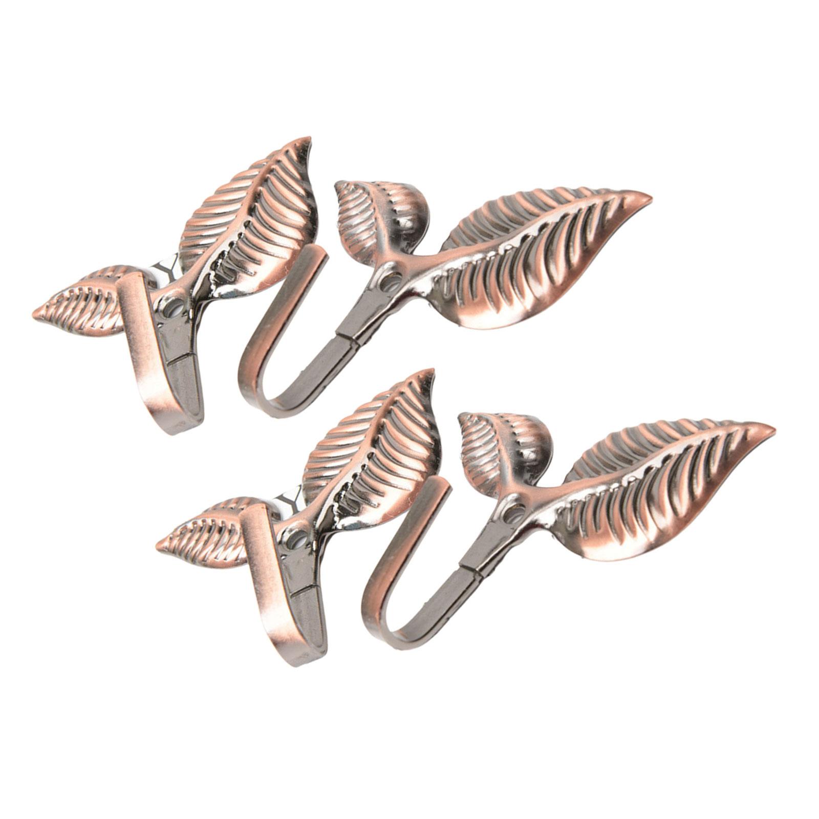 

Set of 4 Curtain Tiebacks Vintage Leaf Shape Curtain Holdbacks Hooks for Room Enhancement Home Decoration 3
