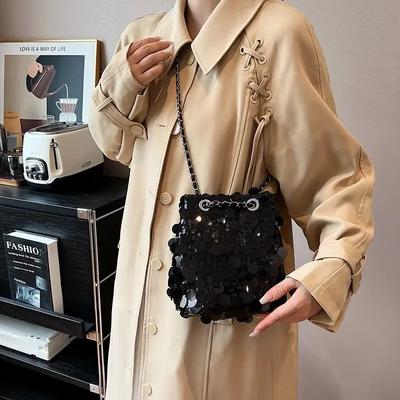Mode Vrouwen Pailletten Nieuwe Kettingen Hasp ZACHTE Crossbody Tassen voor Vrouwen Schoudertas Portemonnee Telefoontas Luxe Designer tas