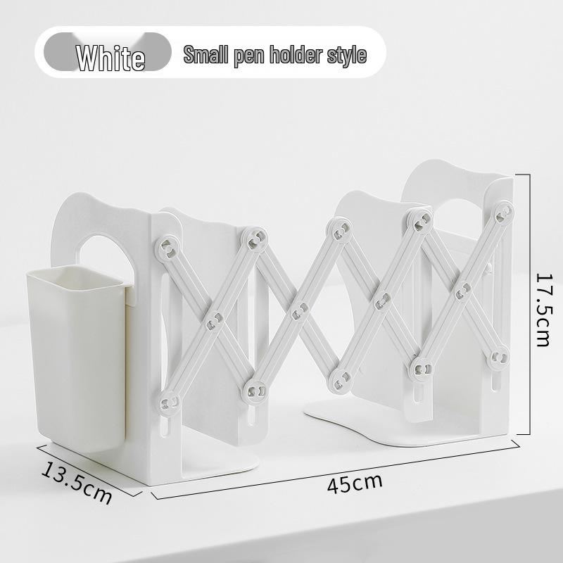 Extendable Desktop Bookshelf & Pen Holder with Foldable Book Clip