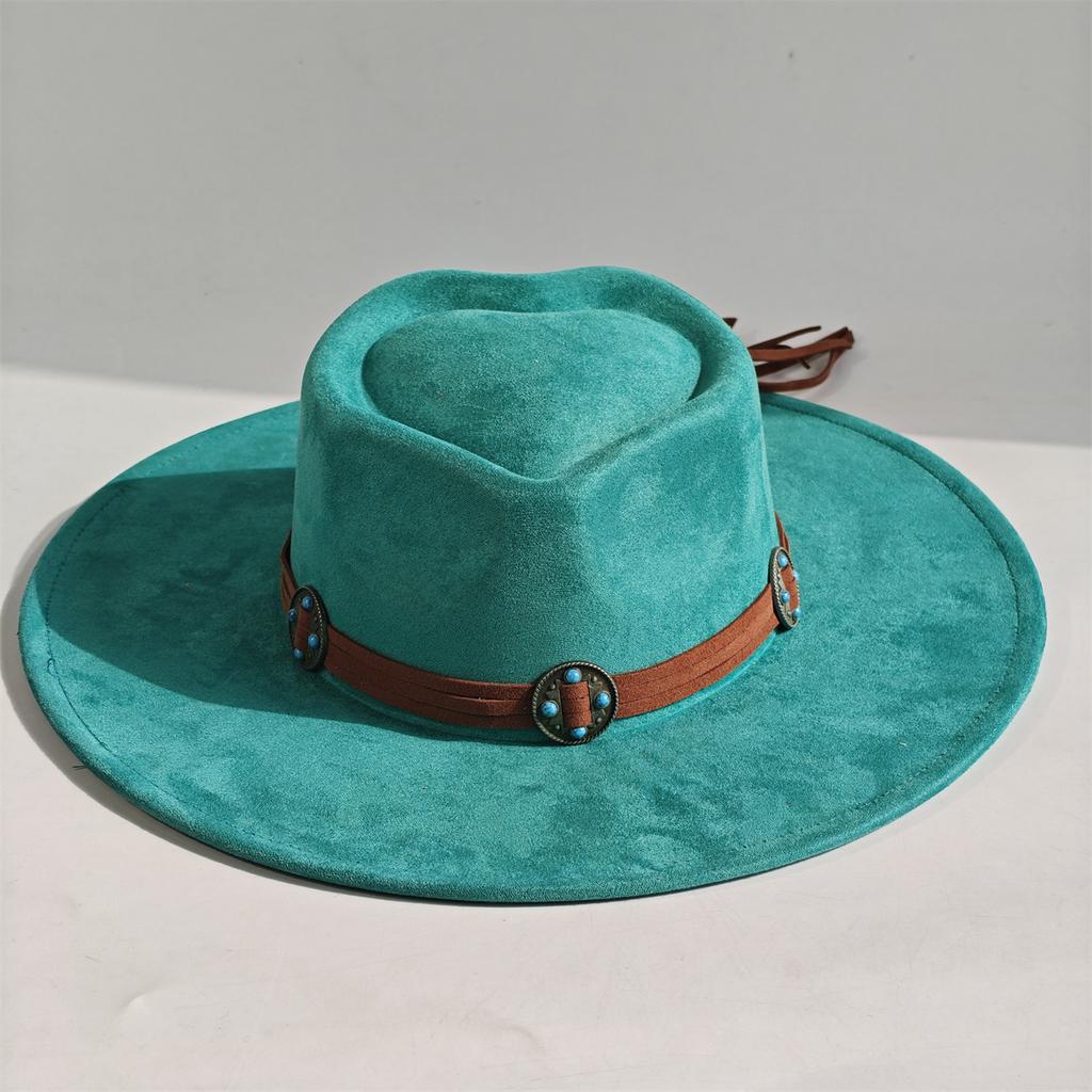 Rose Red Heart Top Vegan Suede Hat Turquoise Accessories Fedora Hat Men'S Women'S Felt Jazz Hat Classic Suede Chapeau Sombrero