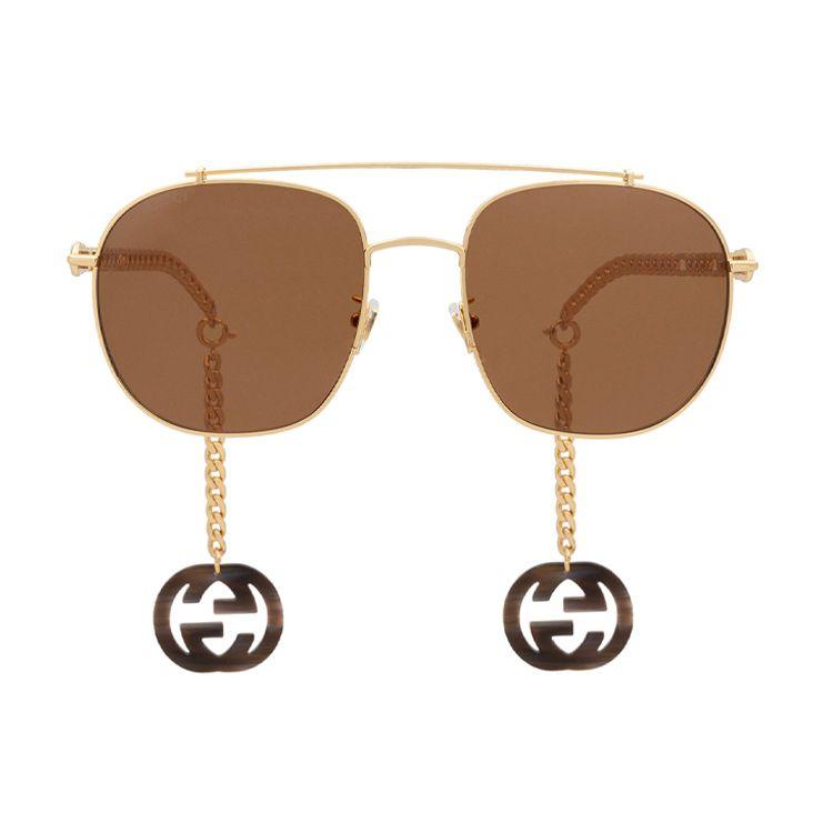 Gucci Chain Series Oval Sunglasses Unisex Sunglasses GG0727S-002