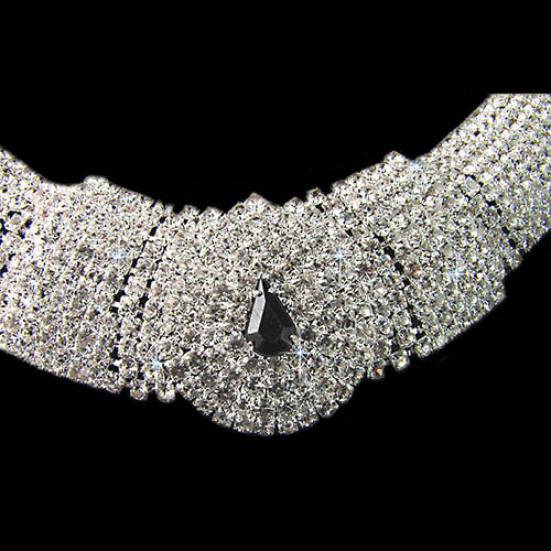 

Женщины леди горный хрусталь воротник горный хрусталь заявление нагрудник ожерелье серьги набор