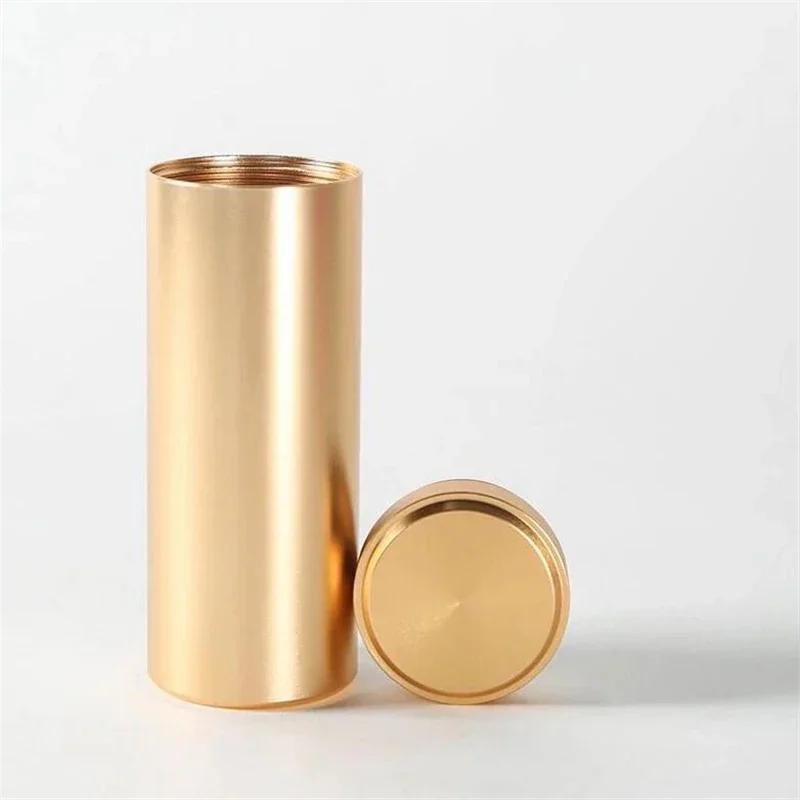 

Портативный контейнер для хранения, разноцветная дорожная мини-банка для чая, алюминиевая многофункциональная коробка, герметичный контейнер для чайных листьев, подарочный футляр золотой