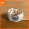 BF CLUB 925 Sterling Silber Ringe für Damen Einfach Geometrisch Handgefertigt Unregelmäßig Breiter Streifen Glatter Ring Allergiefrei Für Geburtstagsgeschenk