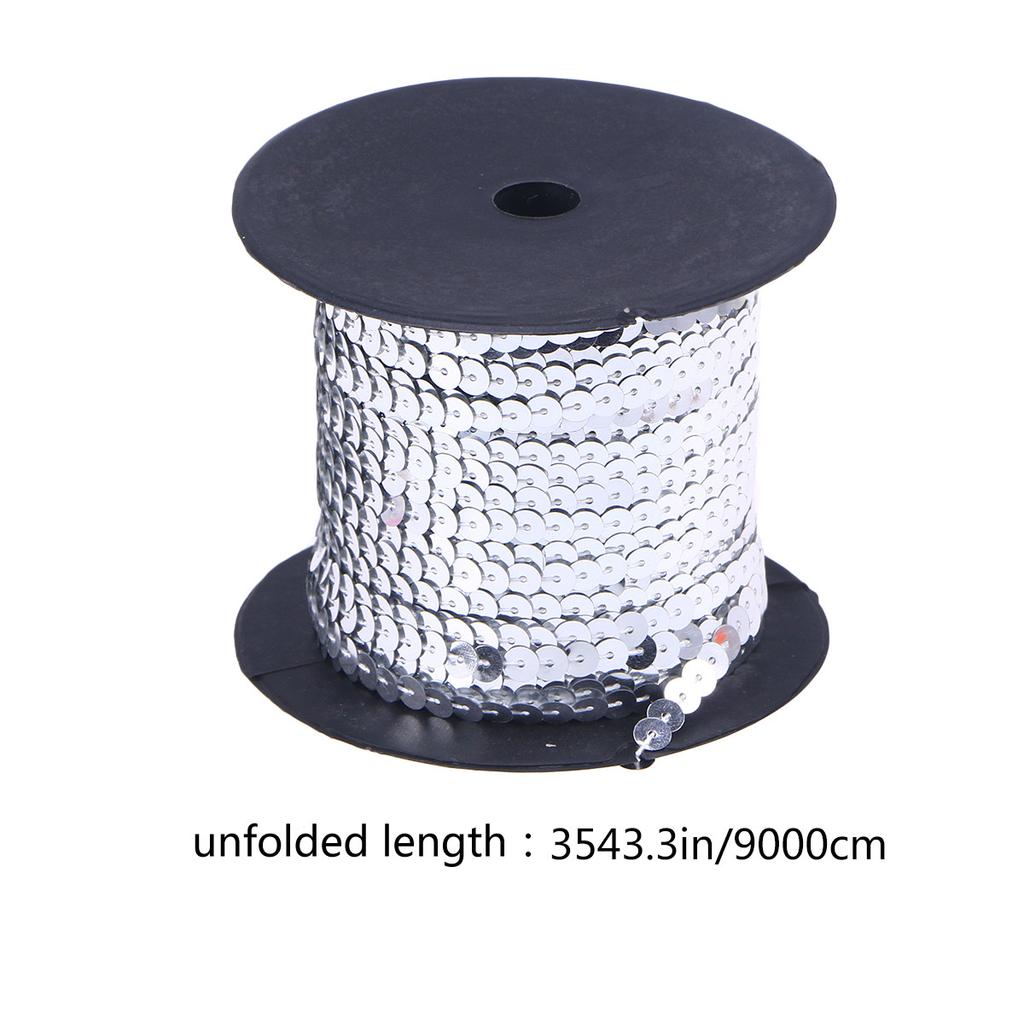 Black 6Mm Flat Spangle Sequin Ribbon Elastic String Sequins for DIY Attire Bridal Wedding Embroidery Textile Decoration