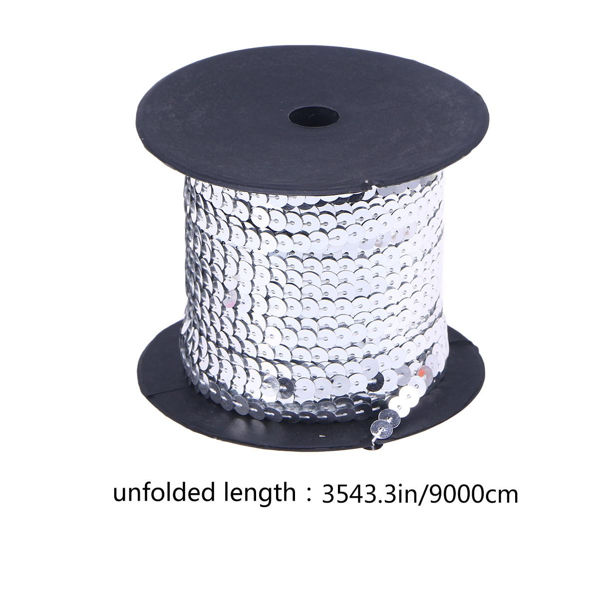 

Black 6Mm Flat Spangle Sequin Ribbon Elastic String Sequins for DIY Attire Bridal Wedding Embroidery Textile Decoration срібний