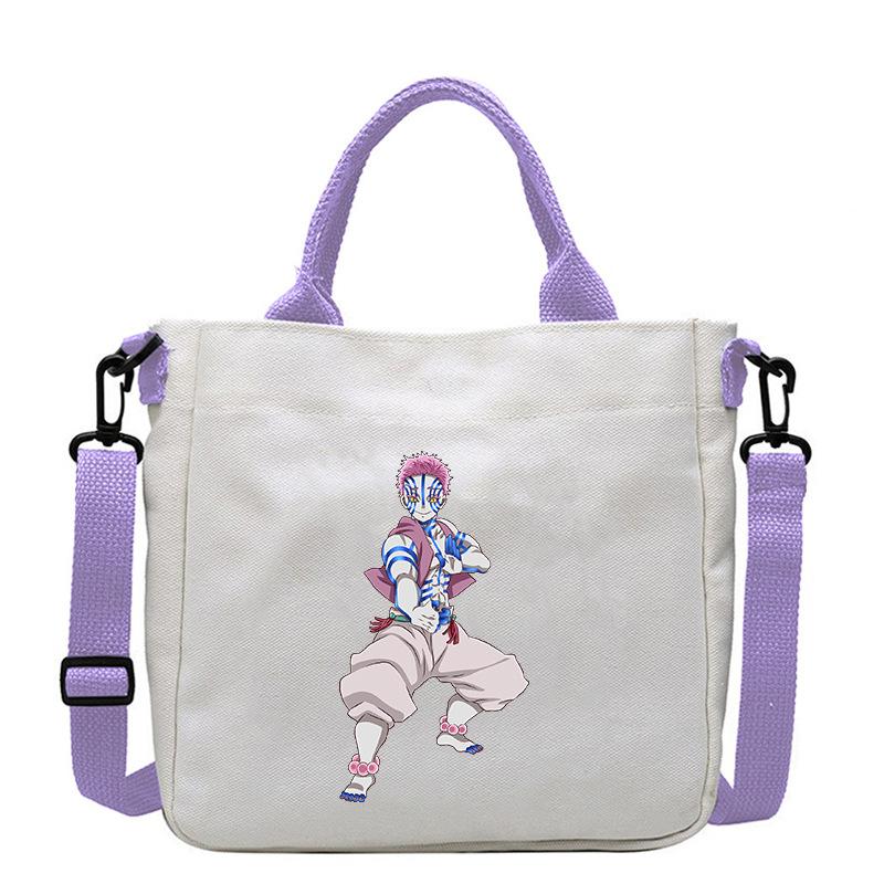 Japan Cartoon Comics Akaza Demon Slayer Print Canvas Shoulder Bag Women's Commuter Bag Handbag 7553