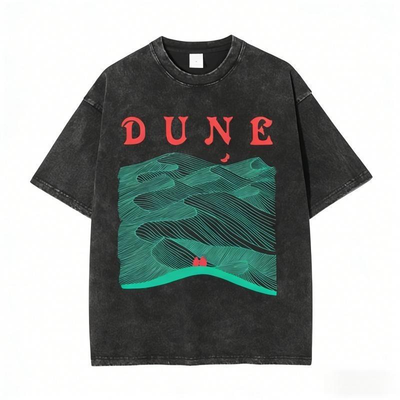 Dune Arakis landscape pattern T-shirt, featuring Paul and Chani designs, lightwe S