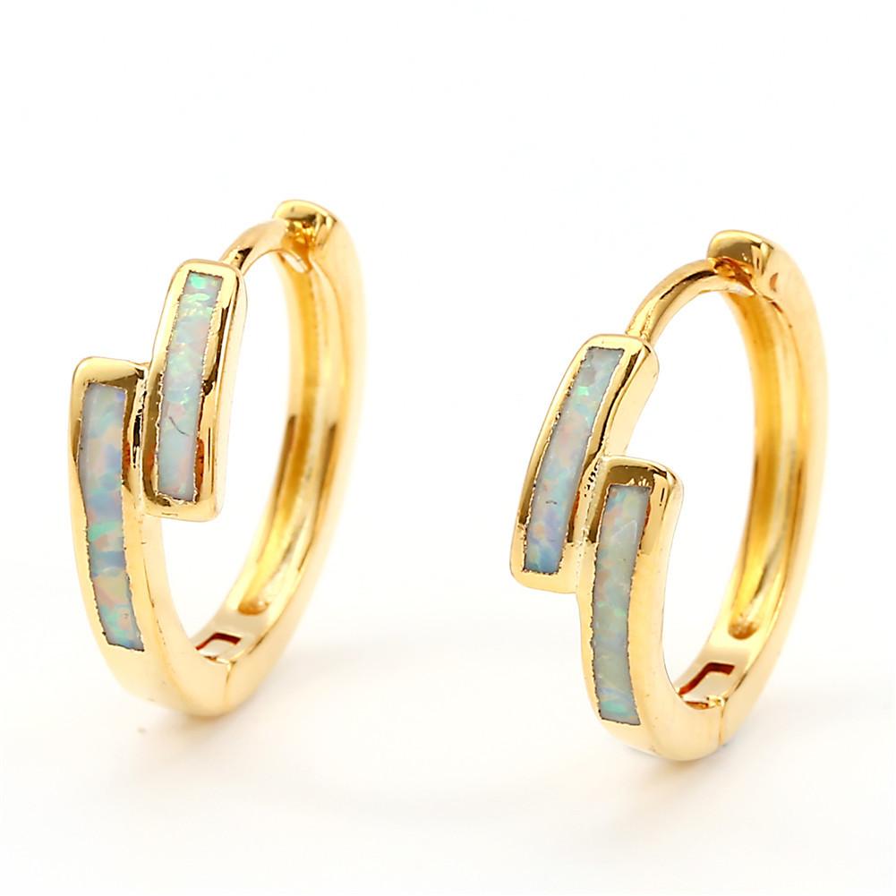 New Minimalist Style Gold Misplaced Blue and White Circle Earrings with Versatile Ear Buckles