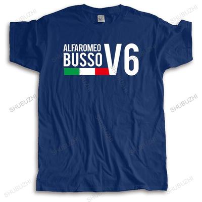 Mens Luxury Cotton T Shirt Mens Summer Tshirt ALFAROMEO BUSSO V6 Fashion T-shirt Men Casual Cool Tops Euro Size Boys Gifts