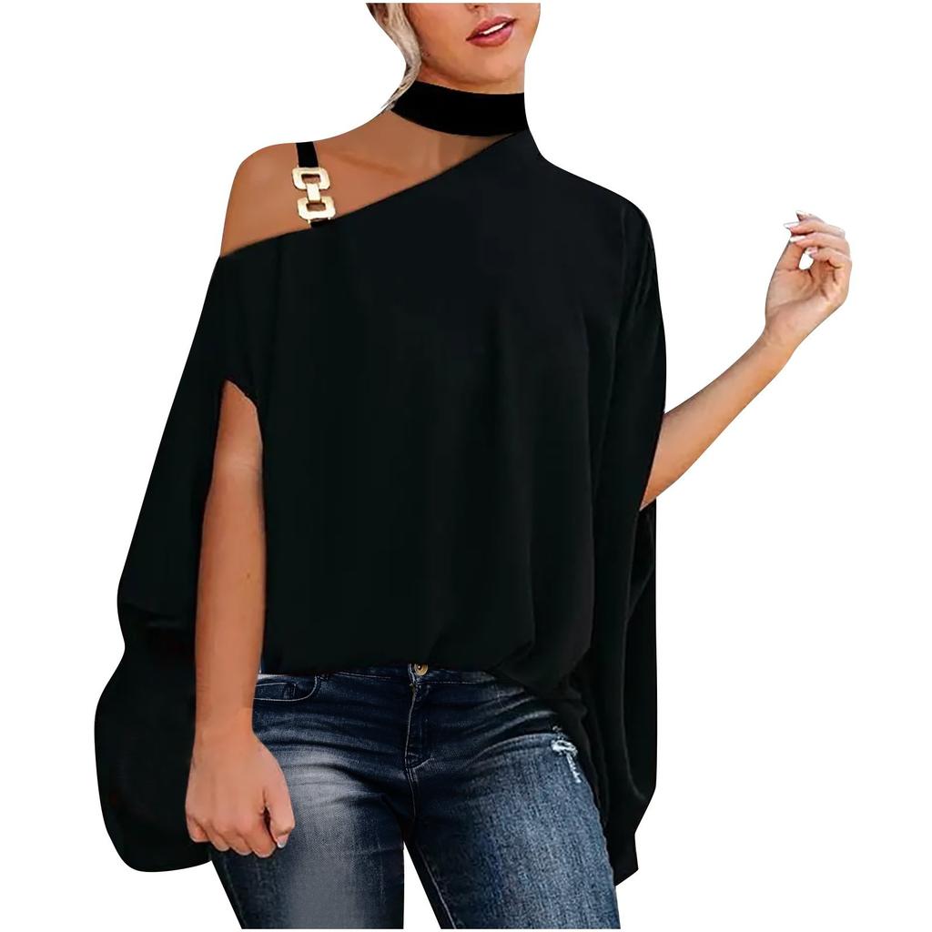 Fashion Women's Strapless Print Half Sleeve Loose Comfortable Top