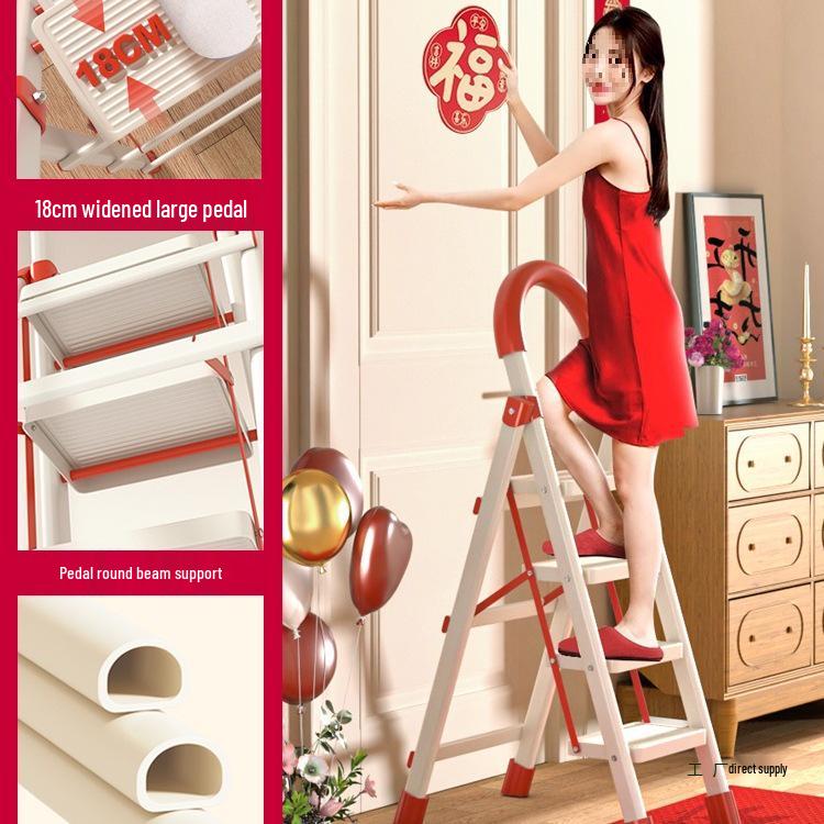 Compact Lightweight Telescopic Household A-Frame Ladder: Thickened, Widened, and Portable for Indoor Climbing