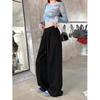 Black drawstring loose lazy trousers sweatpants women's early autumn high waist wide leg trousers straight pants casual trousers Yamamoto trousers