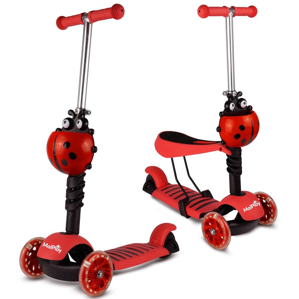 Red Ladybug 3-in-1 Kids Scooter Tricycle