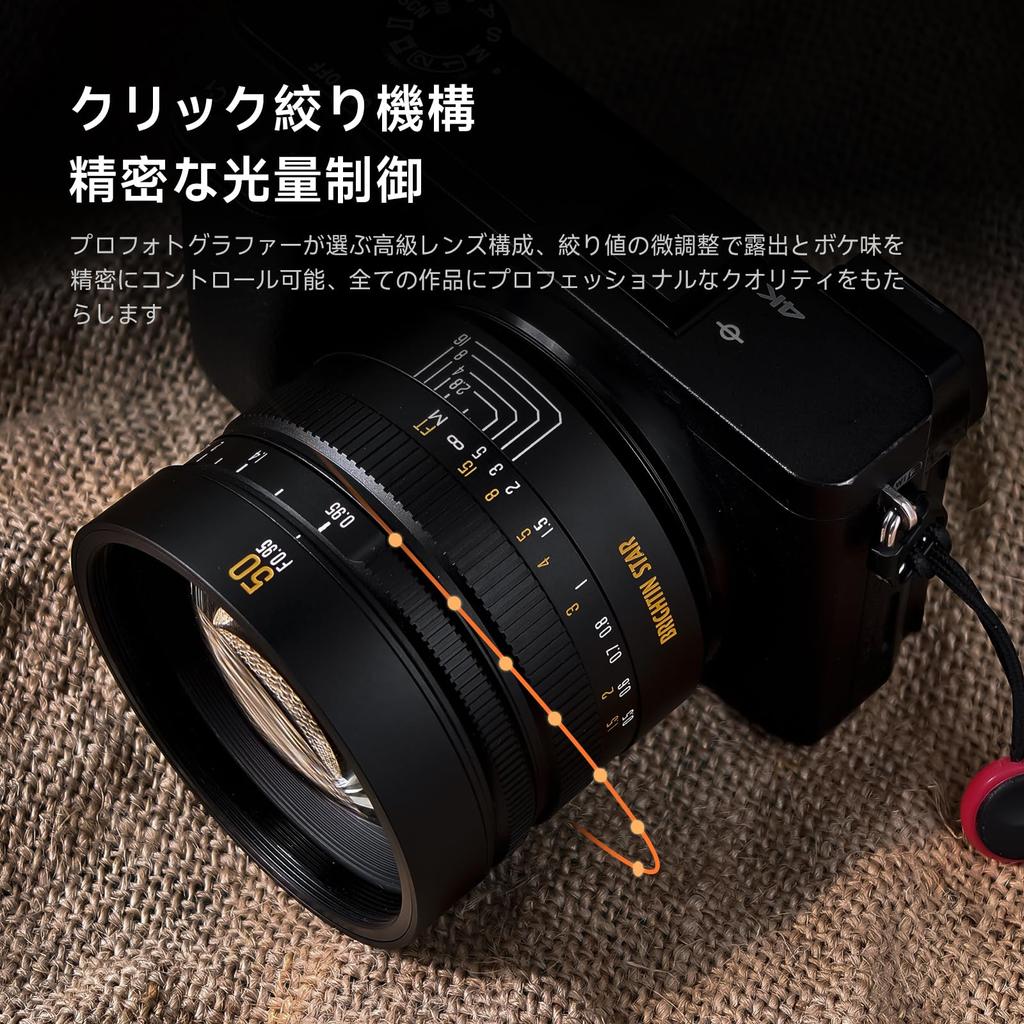 Brightin Star 50mm Large Aperture Standard Lens MF Prime Lens for Sony Mirrorless Cameras A6400 A6600 A6100 A6000 NEX and Other Mirrorless F0.95