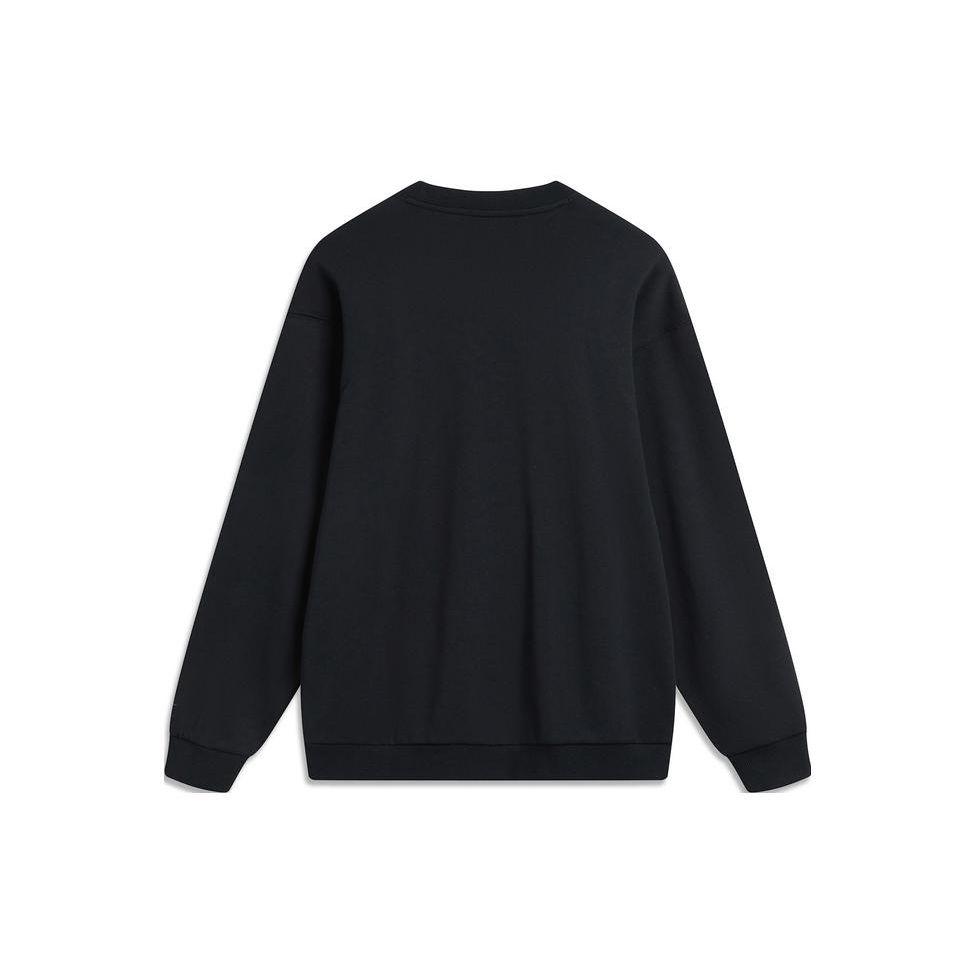 Li Ning Sports Fashion Series Letter Print Pullover Long Sleeve Round Neck Sweatshirt Unisex Sweatshirt Black AWDU799-9