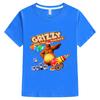 T-shirt per Bambini Grizzy e i Lemming 100% Cotone Stampa Cartone Animato Manica Corta Carina per Bambini e Bambine Top per Bambini 3-12 Anni Girocollo Magliette Estive Anime