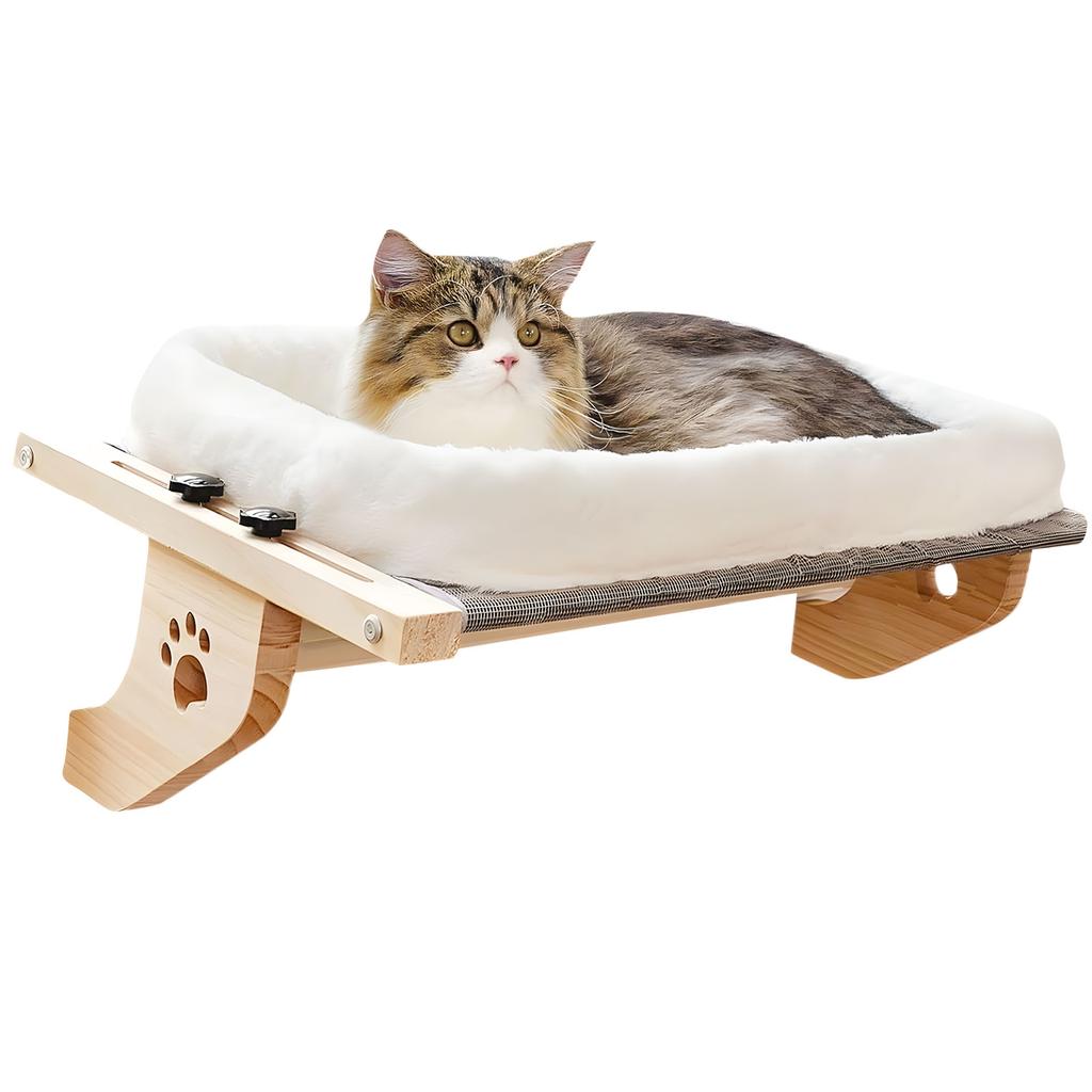 Sturdy Iron Frame Cats Hammock Warm Removable Cover Basking Platform Hanging Bed Washable for Pet Comfort