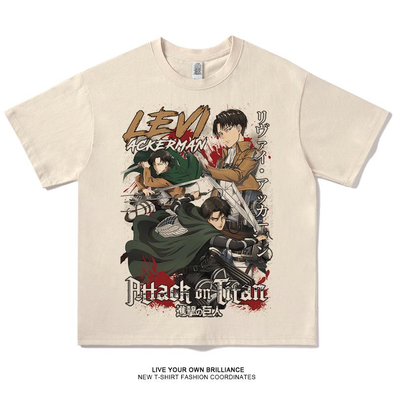 Anime Attack On Titan Trička Nadměrná Velikost Vintage Prané Shingeki no Kyojin Tričko Krátký Rukáv Manga Eren Mikasa Levi Topy Trička
