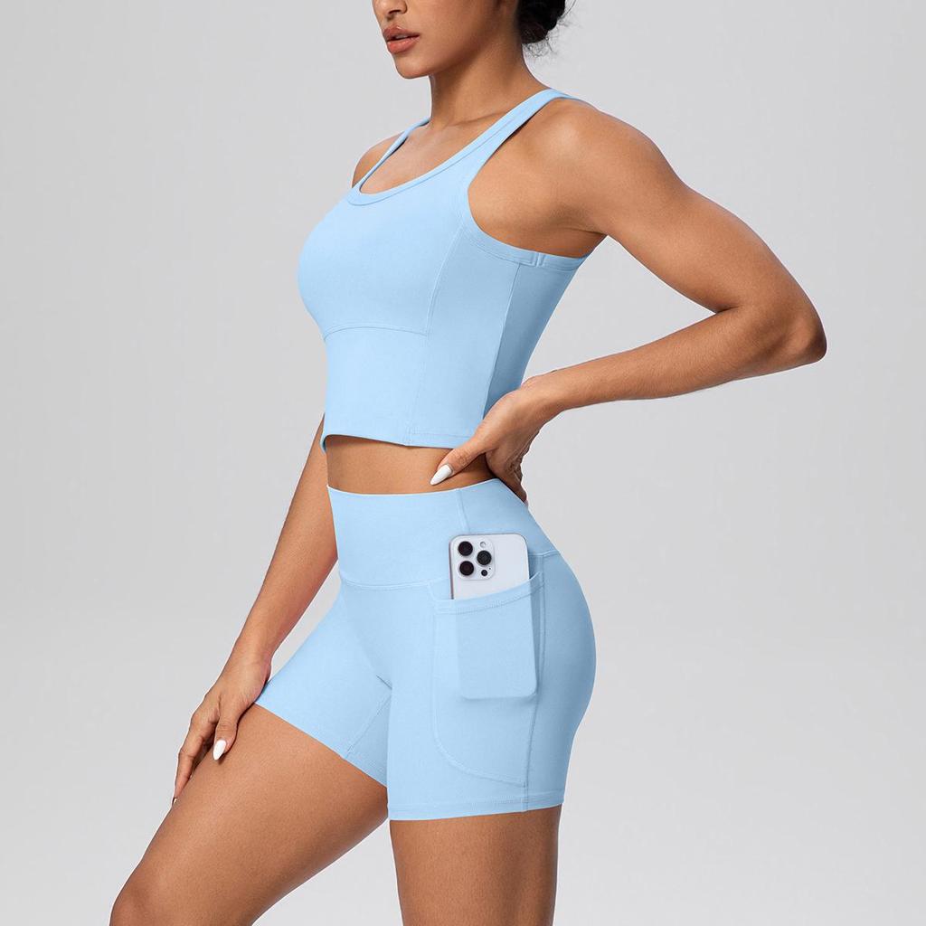 Bare-Feel Sports Tank & High-Waist Butt-Lifting Shorts Set - Quick-Dry Running & Yoga Wear