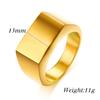 VQYSKO Square Signet Ring Stainless Steel Chunky Band for Men Women Punk Vintage Black Golden Silvery Ancient Thumb Ring Fashion