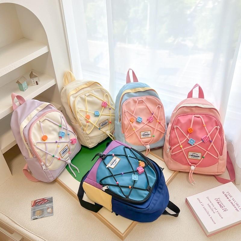 Charming Retro Girl Casual Mini Backpack Lightweight Commuter Bag For Students In Pink Blue Purple White Colors
