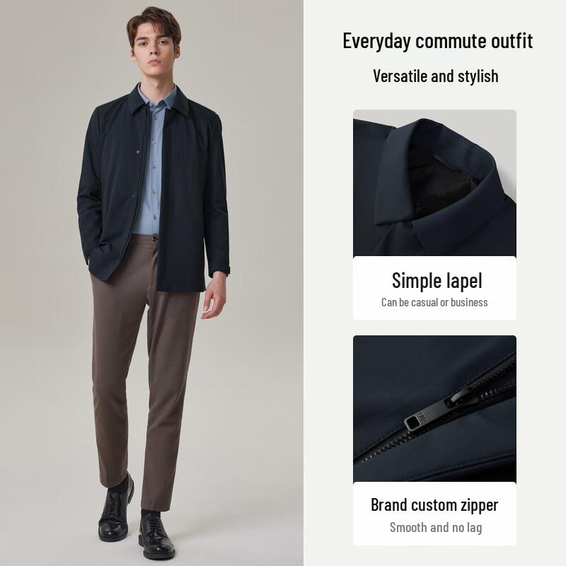 EMZ Men's Business Casual Zipper Windbreaker Jacket