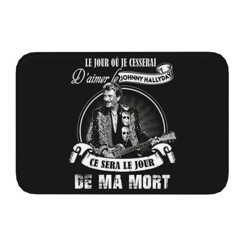Tapis de porte Johnny Hallyday et Wolf Antidérapant Séchage Rapide France Chanteur Star du Rock Tapis de Porte Cuisine Balcon Tapis d'Entrée Tapis 40cmx60cm