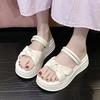 Platform Slippers Women's Summer Wear 2025 New Korean Version One-word Bow Temperament Casual Beach Shoes Comfortable