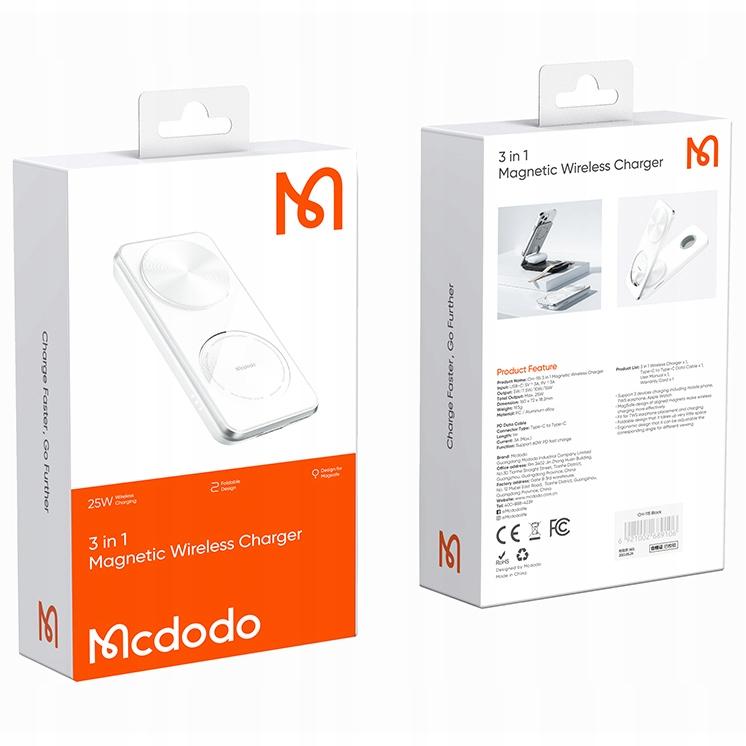 3In1 Qi Docking Station For Iphone, Airpods, Watch, White, Mcdodo