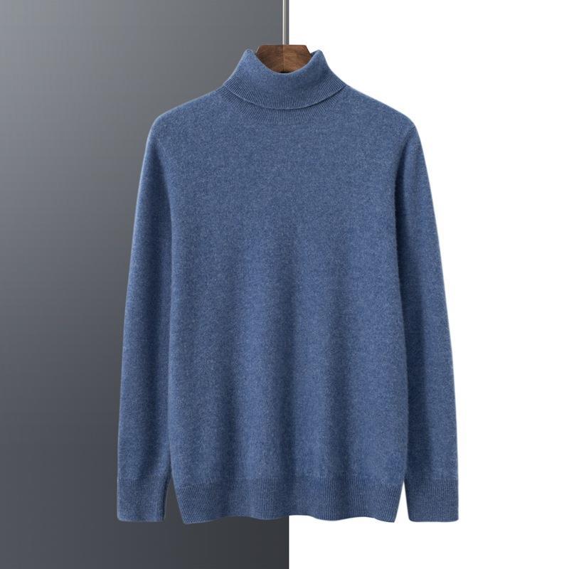 2025 Classic Solid Color Men's High Neck Loose Cashmere Sweater Pullover Knitwear