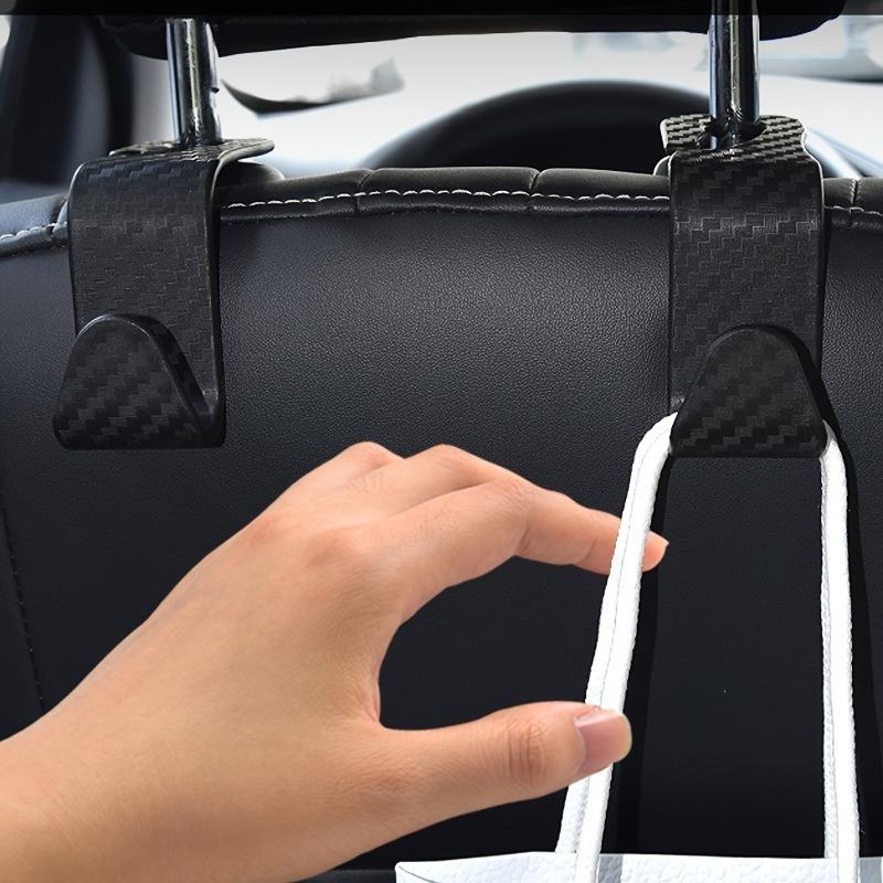 2/4pcs Car Seat Hook, Save Space, Durable Car Carbon Fiber Hook, Hidden Seat Back Hook, For Hang Heavy Objects, Sundries, Bags 3.5in Car Accessories