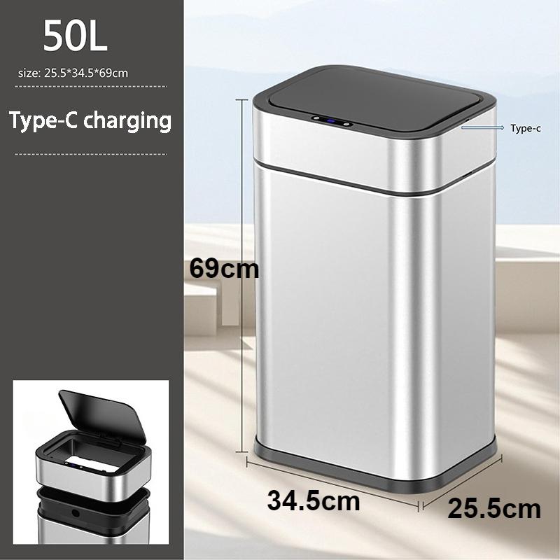 Automatic Sensor Trash Can Large Capacity Smart Trash Cans Stainless Steel Wastebin Toilet Dump with Sensor Bathroom Supplies