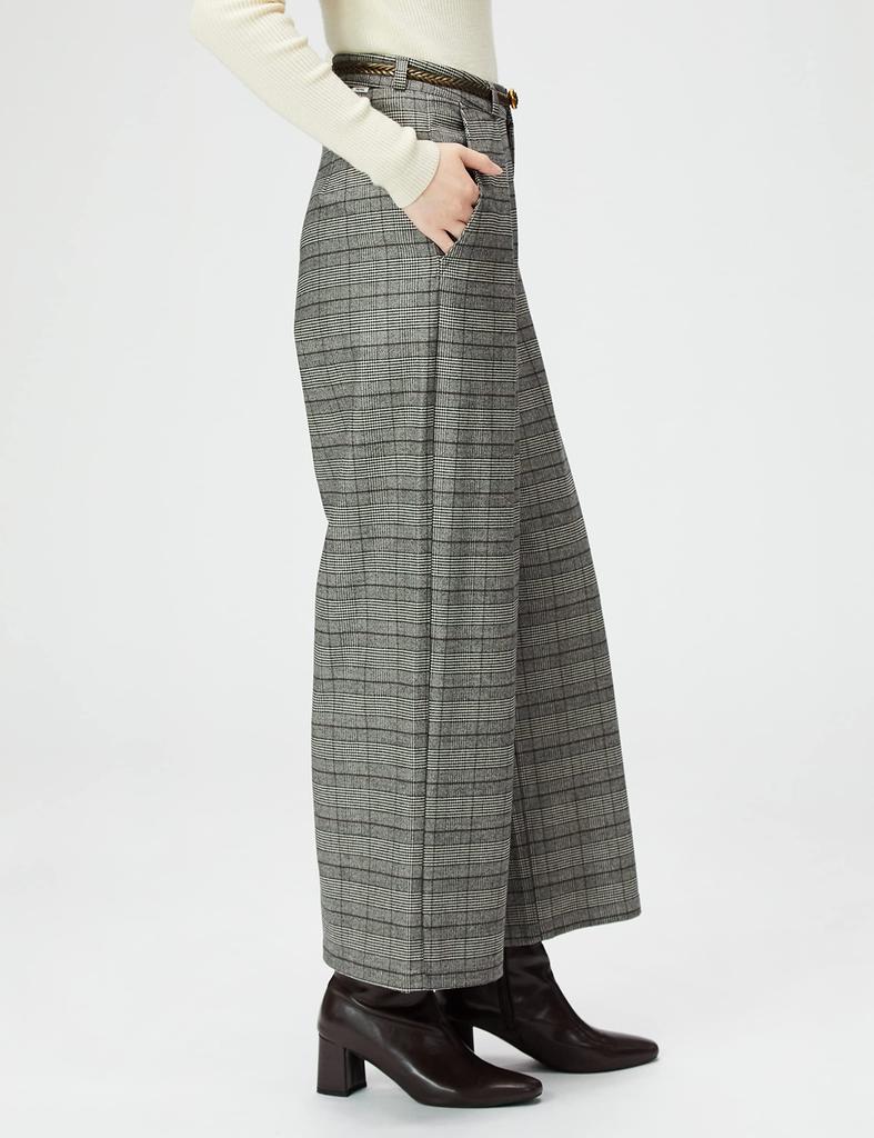 Something Glen Check Tuck Wide Casual Pants with Size 2XS Women's Belt,