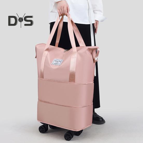 Reisegepäcktasche, Trolley-Tasche mit Rädern, wasserdicht, erweiterbar, für die Übernachtung, tragbar, zusammenklappbar, für Reisen, Einkaufen, Fitnessstudio