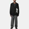 Y-3 FW22 Logo Bestickter Einreiher Langarm Strick Cardigan Unisex Cardigans Schwarz H44809