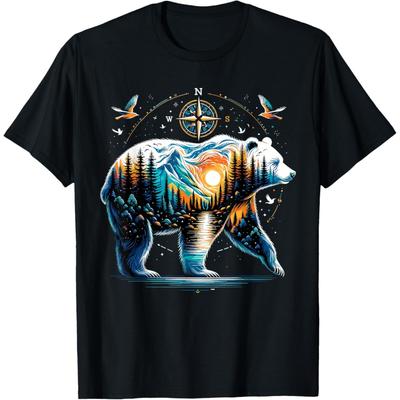 Bear Hiking Grizzly Bear Camping Camper T-Shirt
