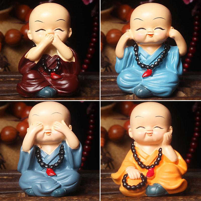 

4 шт. набор, китайский стиль, резная статуя Будды, автомобильная кукла, украшение, креативный Lucky Fortune, домашний офис, автомобильный декор, автомобиль full set