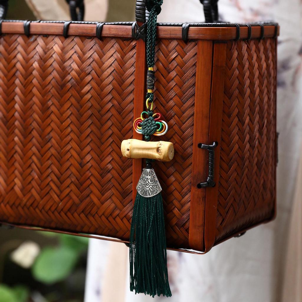 Ręcznie pleciona torebka z bambusa: Przenośna Torba Prezentowa na Ceremonię Herbaty