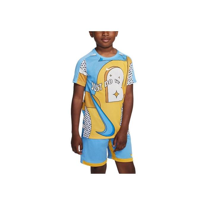 

Nike Футболка с круглым вырезом и коротким рукавом с геометрическим принтом, детские топы, синяя DQ8958-412 S