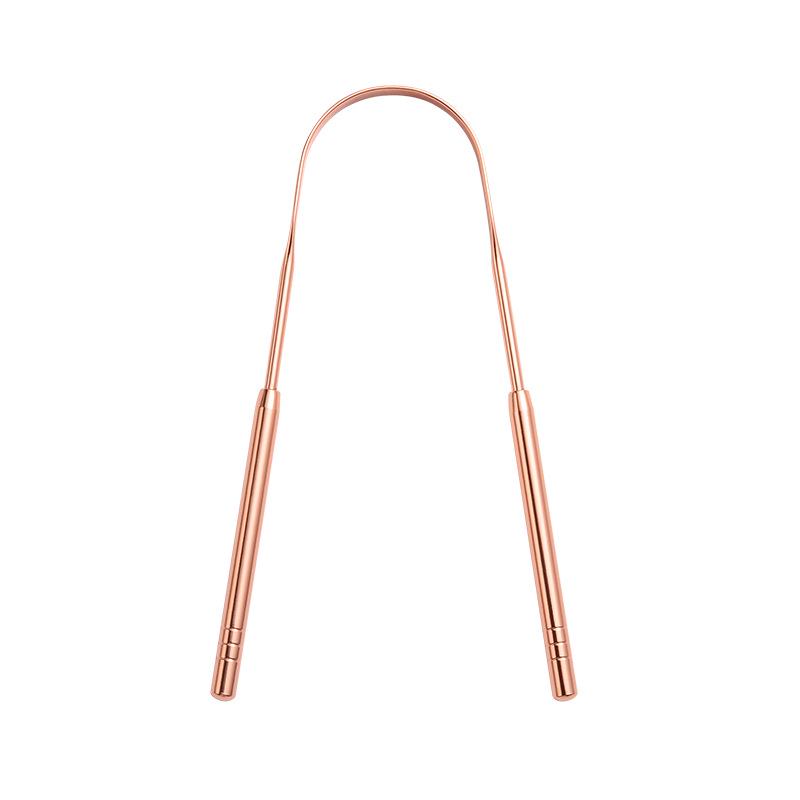 Copper U-shaped Tongue Scraper - Stainless Steel Cleaner for Fresh Breath