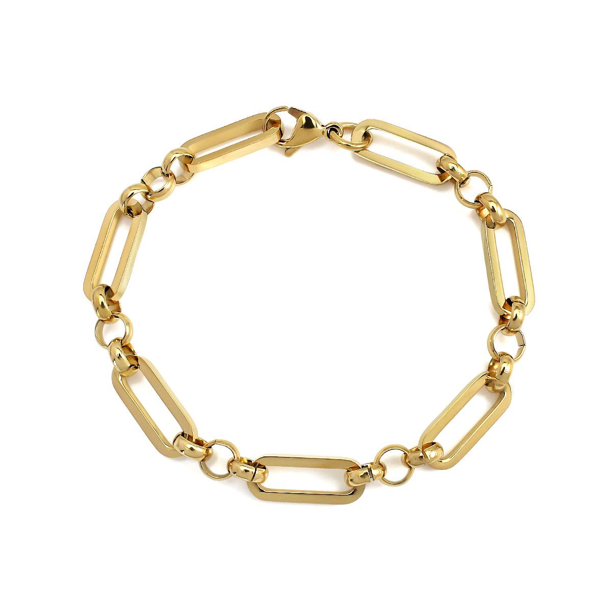 

Simple Vintage Handmade Chunky Links Chocker Fashion Jewelry Set Gold Chain Necklace Bracelet Set for Women