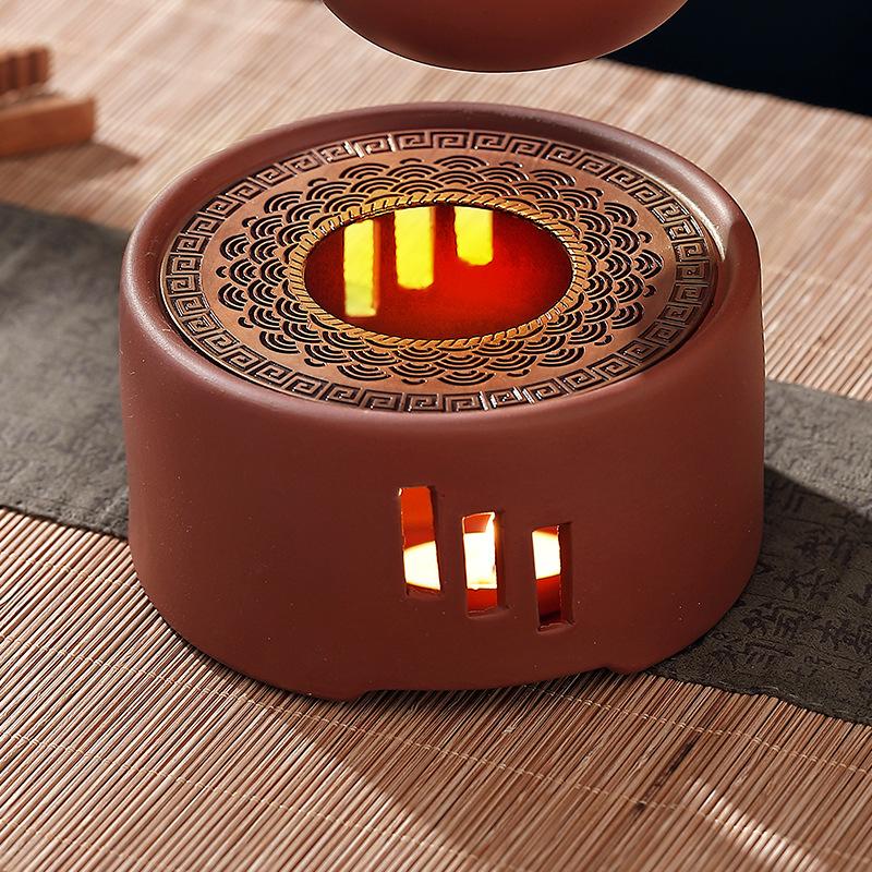 Warm Tea Stove Roasted Orange Base Candlestick Warm Tea Maker Ceramic Heating Base Japanese Style Roasted Tea Maker