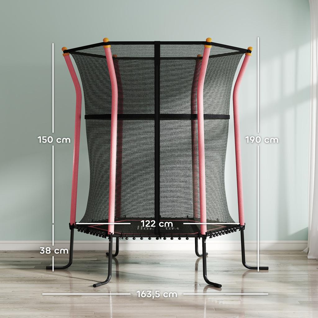 Kids Trampoline Mini Bouncer with Enclosure Safety Net For Ages 3-10 Years - Pink
