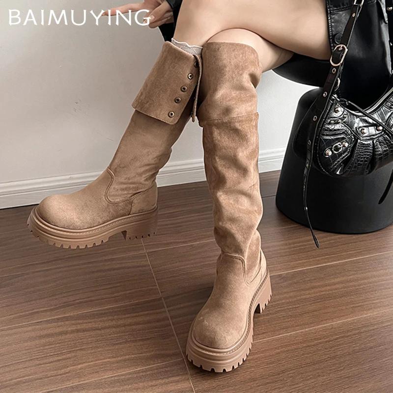 Suede Platform Women High Boots High Heels Chunky Fashion Shoes Woman 2025 Trend Winter Brand Sexy Elegant Femme Chelsea Botas