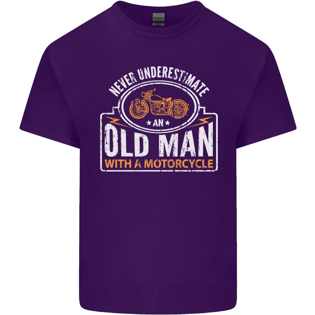 Old Unisex With a Motorcycle Biker Motorcycle Unisexs Light Cotton TShirt
