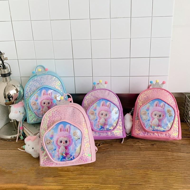 Kindergarten Baby Small Schoolbag Cartoon Cute Star Pendant Boys And Girls Backpack Fashion Sequins Children'S Backpack